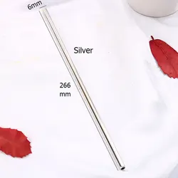 266*6cm Long Metal Reusable Straws Drinking Reusable Long Stainless Steel Straw 10.5