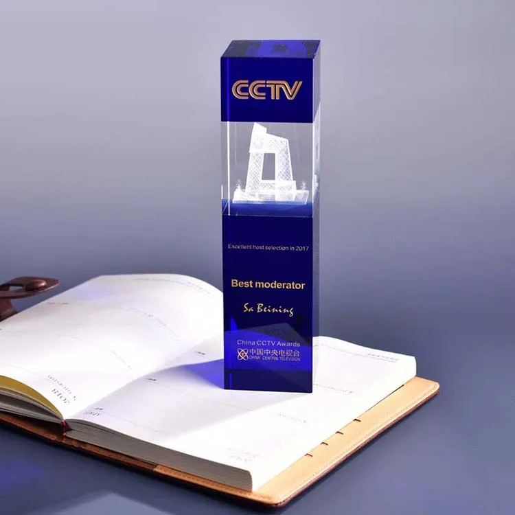 
Wholesale Custom Crystal Award Blank Honor Souvenirs Gifts Blue Crystal Award 