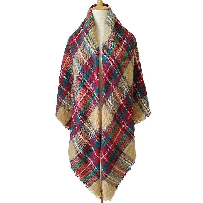 Квадратный шарф в клетку из кашемира 140 см