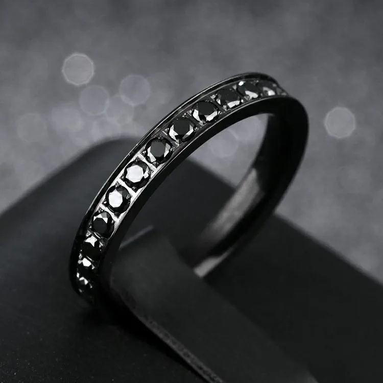 New Contemporary Stainless Steel Men Jewelry Wholesale Price Little Finger Black Zirconium Ring