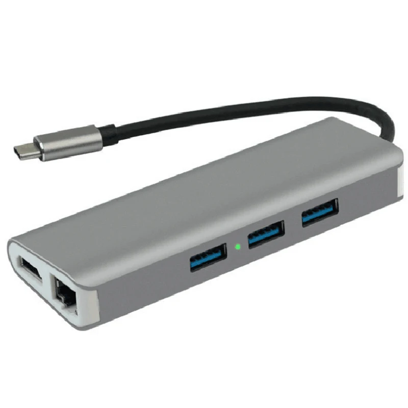 
USB 3.1 Type C Hub to UHD 4K HD-MI/USB3.0/SD/MicroSD/RJ45/8 in 1 Adapter 