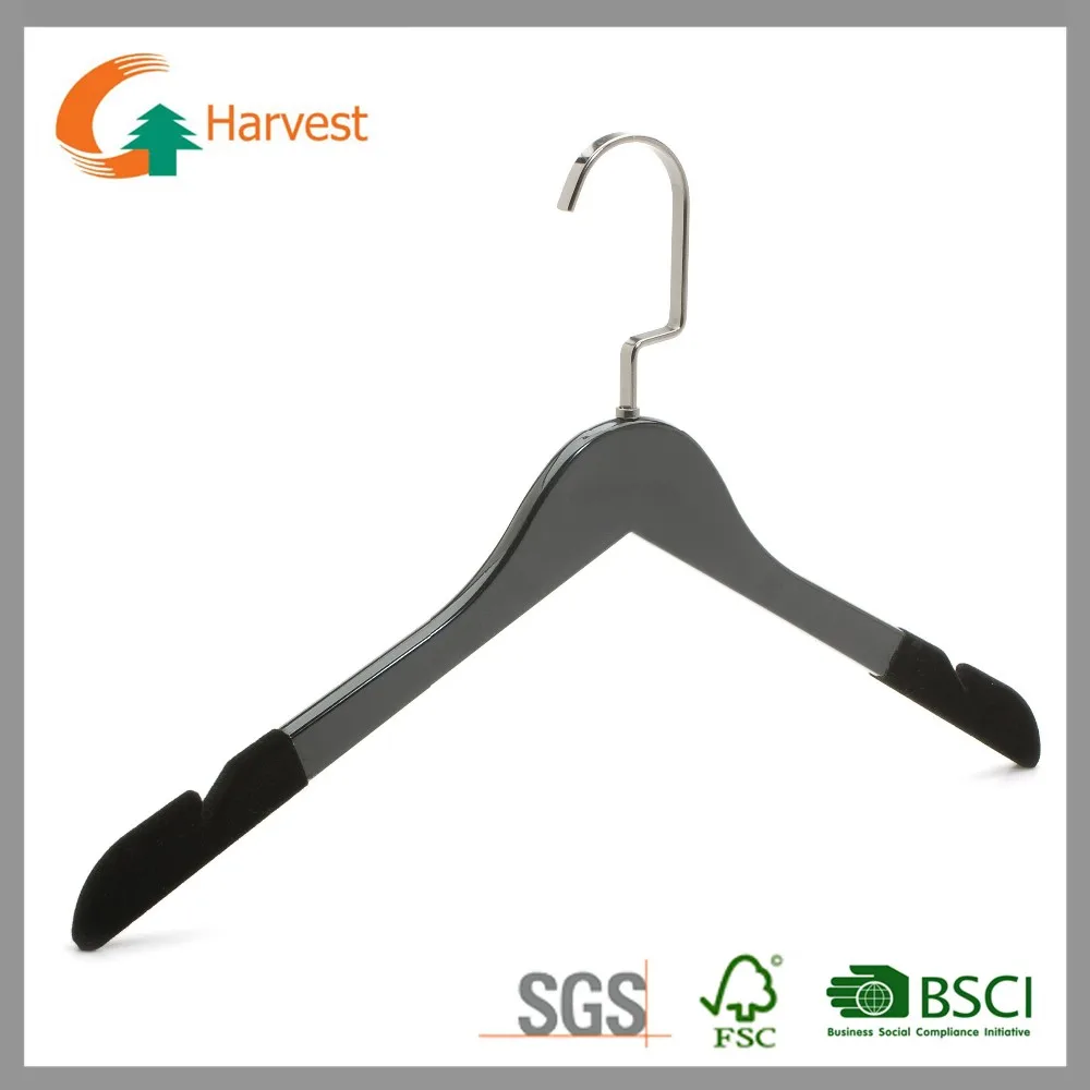 Заводская цена, вешалка для пальто из черного/орехового дерева с бархатным покрытием на плече