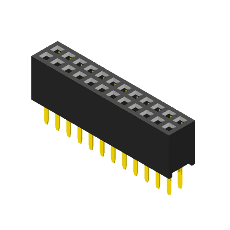 Dual Row Female Header with Cap, S.M.T/DIP 2.54mm Pitch Female Header, Single & Dual Row Straight