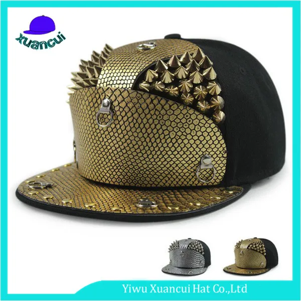 High range design plastic buckle rivet flat bill 6 panel metal logo snapback hat