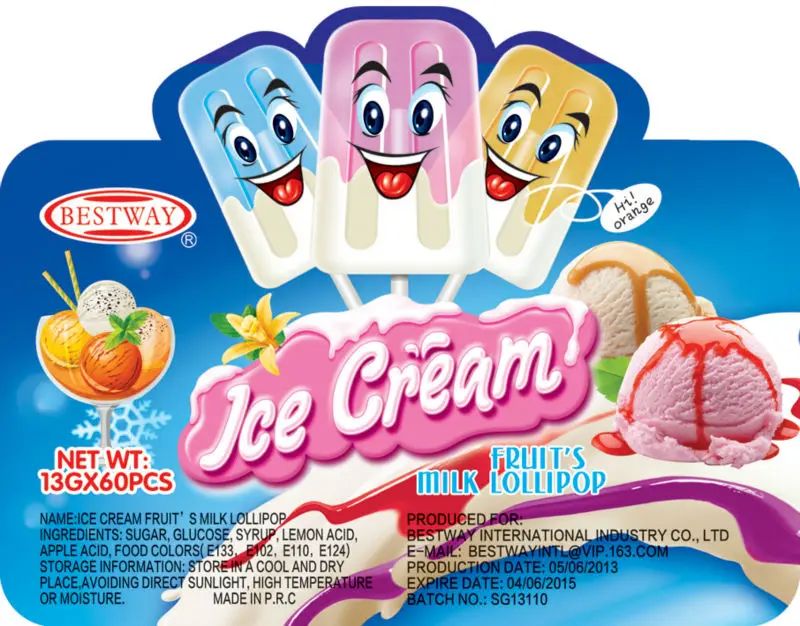 Мороженое Bestway, фрукты, молочный леденец
