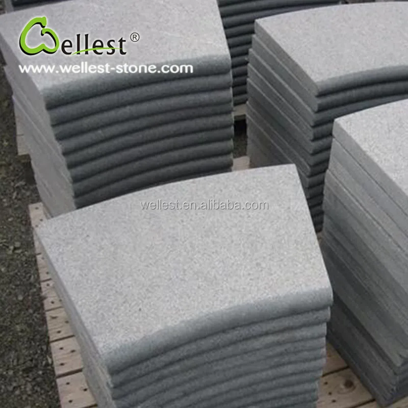 
flamed G654 sesame black granite swimming pool border tile with round edge Arc coping tile 
