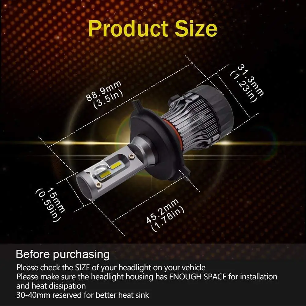 auto lighting system Small Size 10000LM 60W Mini Car Led Headlight M1 H4 Led Headlight 6500K