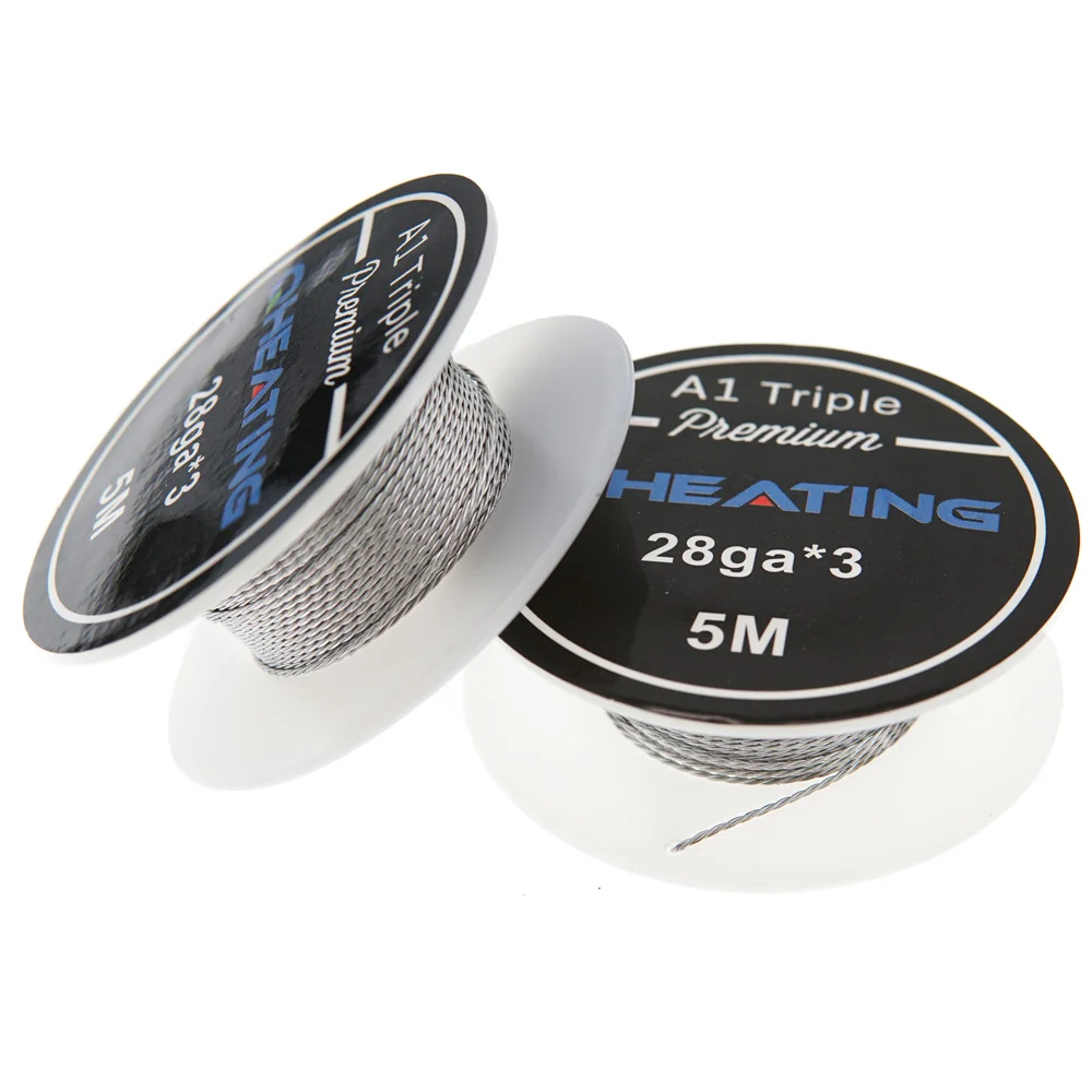 Популярные готовые нагревательный провод cr25al5 clapton с сопротивлением тройной 3 core витая проволока KA1 15 футов/рулон, Е-сигарета от Китай (материк)