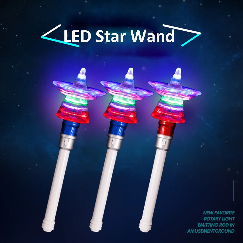 Factory RGB Style LED Star Light Stick for Kids Birthday Party Gift Cheering Props Multi-color Flashing LED Spinner Wand Stick