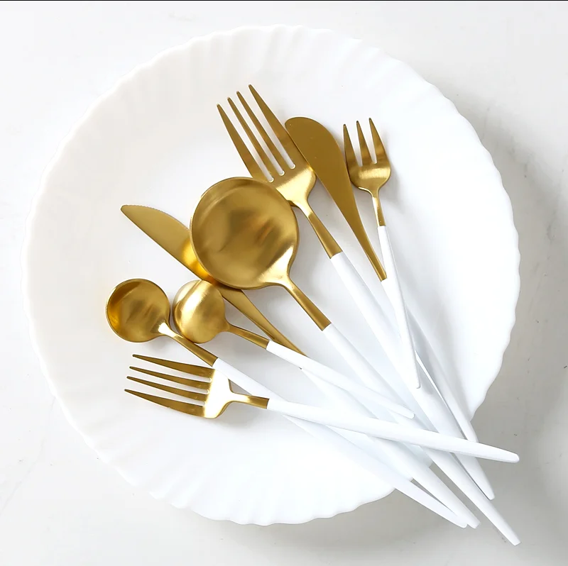 Eco friendly gold plated dinnerware western flatware solid silver cutlery