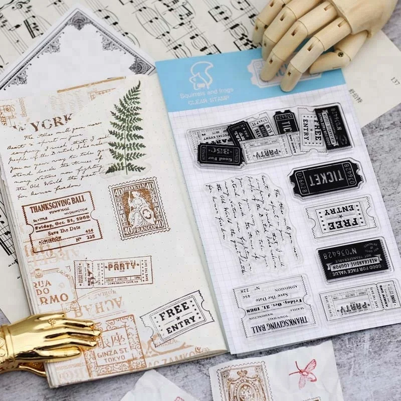 Vintage Ticket Decorative Planner Clear Stamp