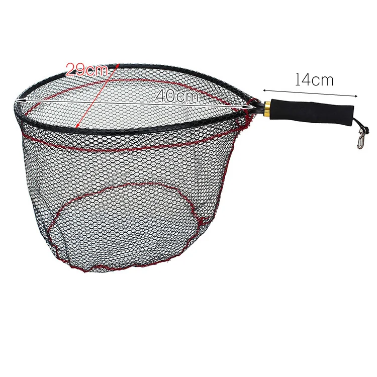aluminum alloy handle landing net catch and release net  soft rubber mesh fly fishing landing net
