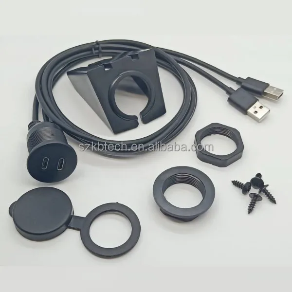 Утопленное крепление для автомобиля лодки приборной панели двойной USB C Тип C разъем на двойной USB 2,0 Удлинительный кабель со свинцовой монтажной панелью