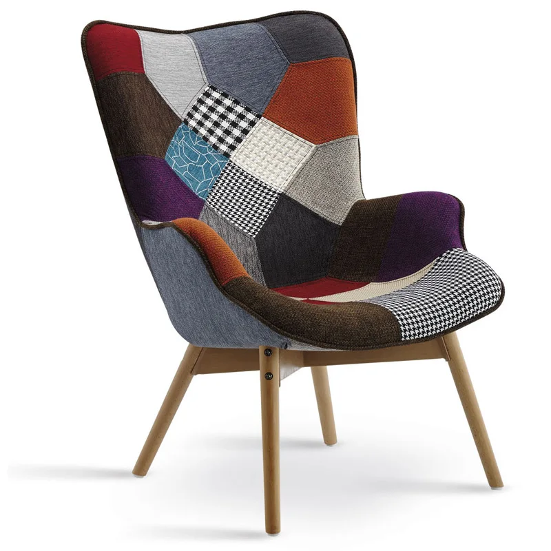 modern fabric patchwork sofa chair with armrest