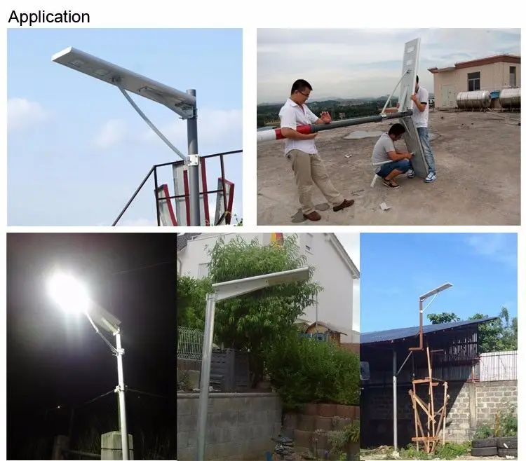 Low price DC12V 30w solar led street lamp with 6m pole inbuilt solar panel li-ion battery