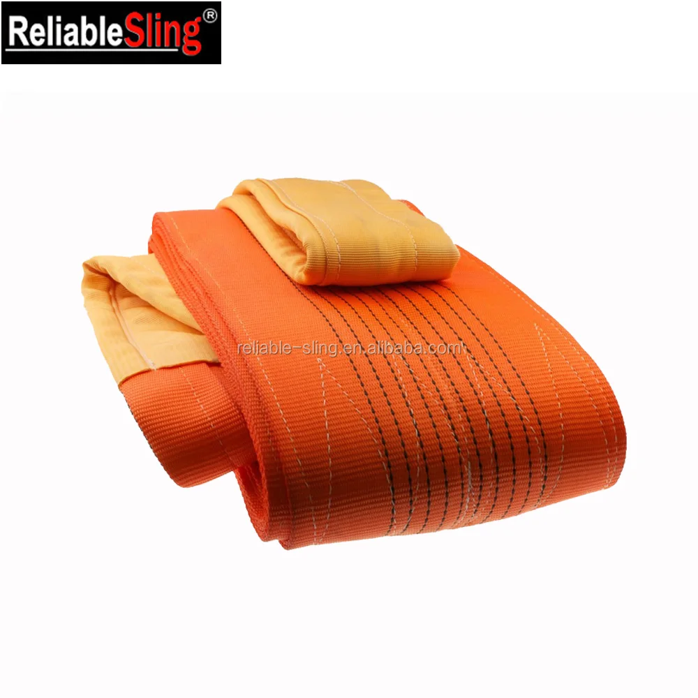 High Flexible Heavy Duty Pipe Soft Lifting Sling 10t Orange Color flat eye webbing