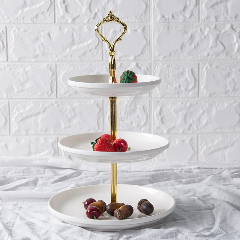 2Tier 3 Tier Cake Stand Fruit Plates Ceramic New Design dessert stand dinner plates tray set for bakery with good quality