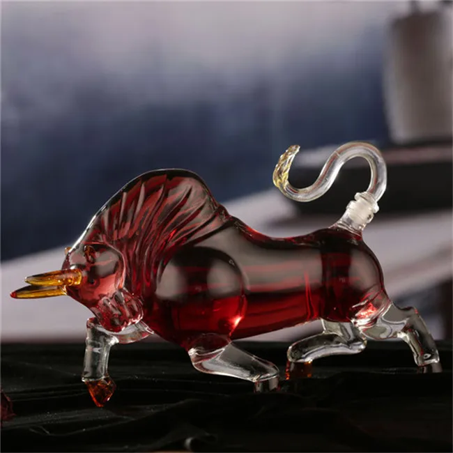 Jia Teng 1000ml Bull Shaped Liquor Decanter Glass Decanter for Alcohol - Vodka, Rum, Bourbon, Wine, Whiskey, Tequila