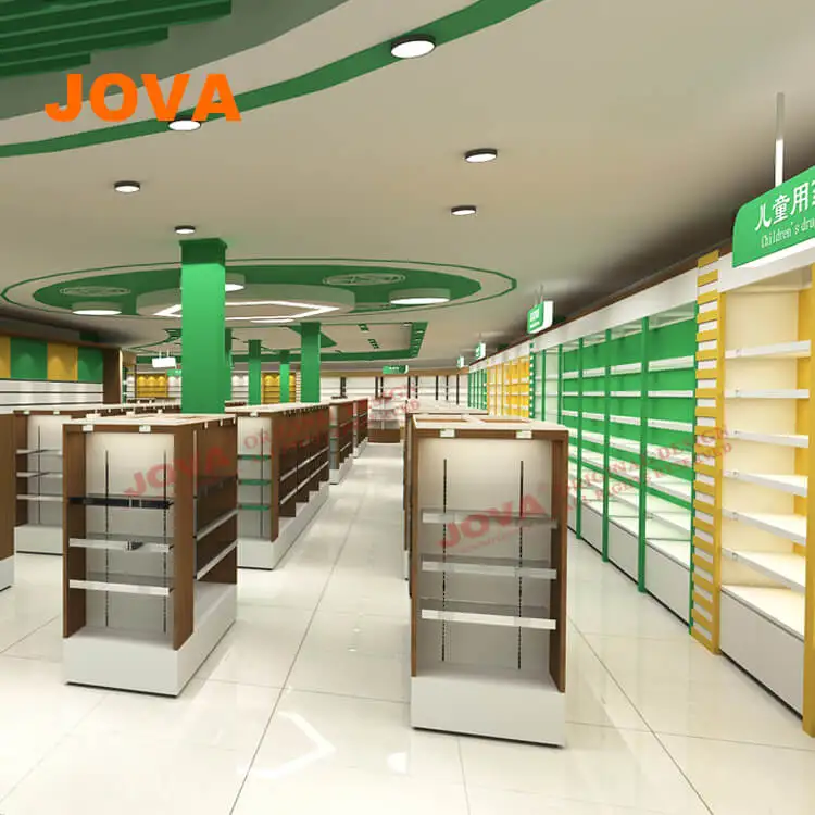 OEM/ODM Retail Pharmacy Shelves Rack Shop Counter Design for Medical Store Furniture