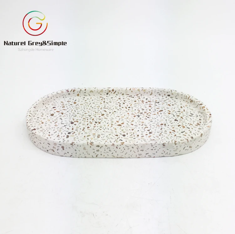 
Natural Stone White Real Terrazzo Square Platter Serving Tray 