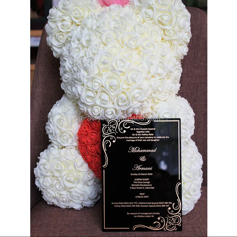 5X7 inches Black Acrylic Gold Wedding Invitation Card Wholesale