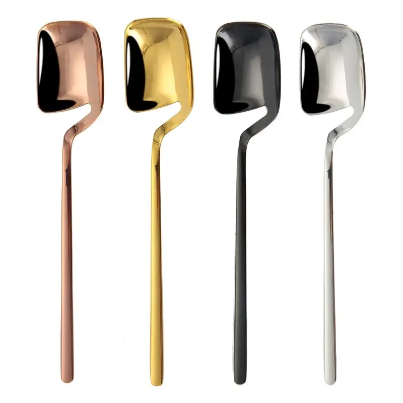Creative Camping Portable Cartoon Dessert Spoon Metal Ice Cream Honey Stirring Hanging Cup Spoon