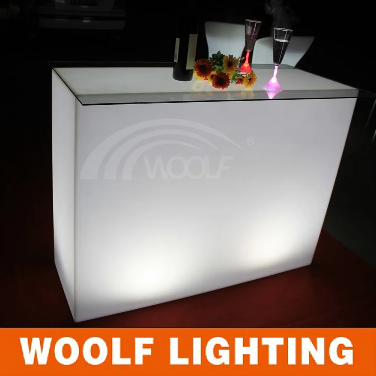 Glowing Rectangular LED Cocktail Lounge Table LED Party Events Lighting Up Decorative Table