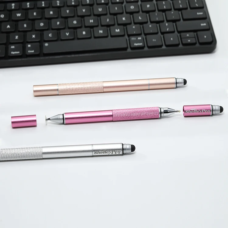 Novelty 3 in 1 Aluminum Material Soft Touch Stylus Pen for Touchscreen Devices