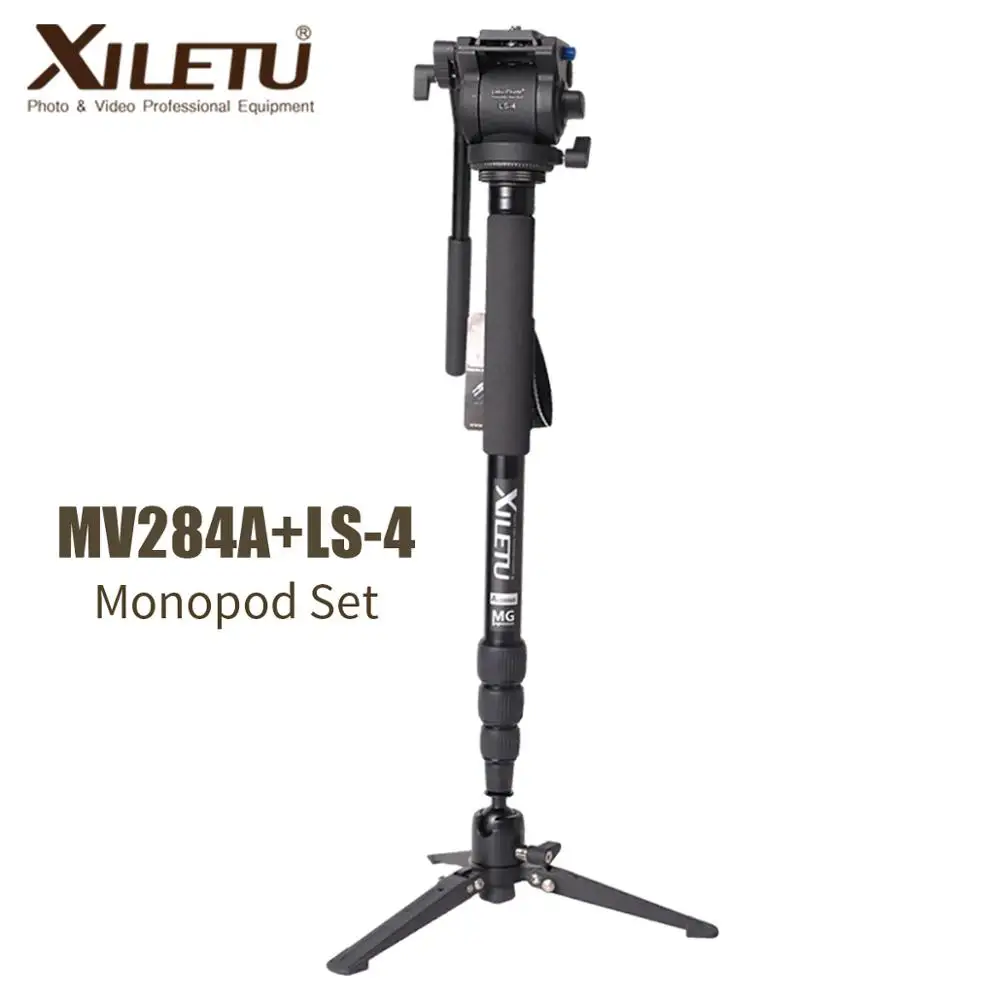 XILETU MV284A+LS4 Professional Video Monopod Tripod&fluid head Set