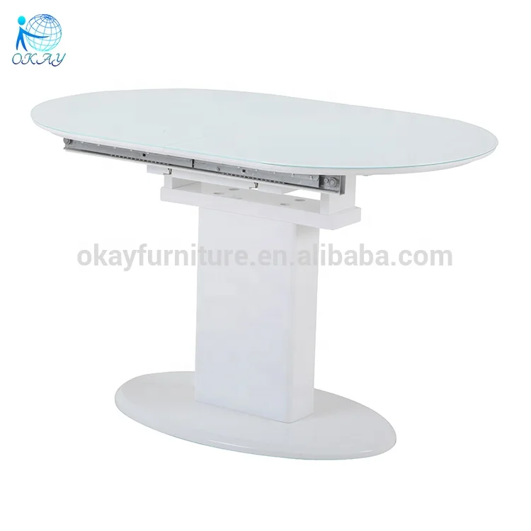 high quality MDF extendable high gloss white painting dining table dining room furniture
