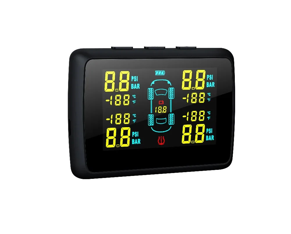 4 External & Internal Sensor Temperature Real Time Digital Display Alarm Car Tire Pressure Monitor System