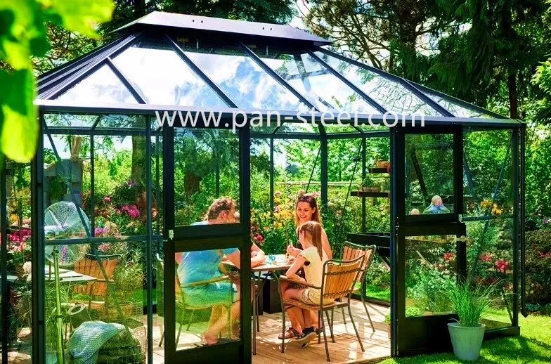 beautiful  Steel Structure glass sunlight houses room with tempered glass safety glass sunshine hut