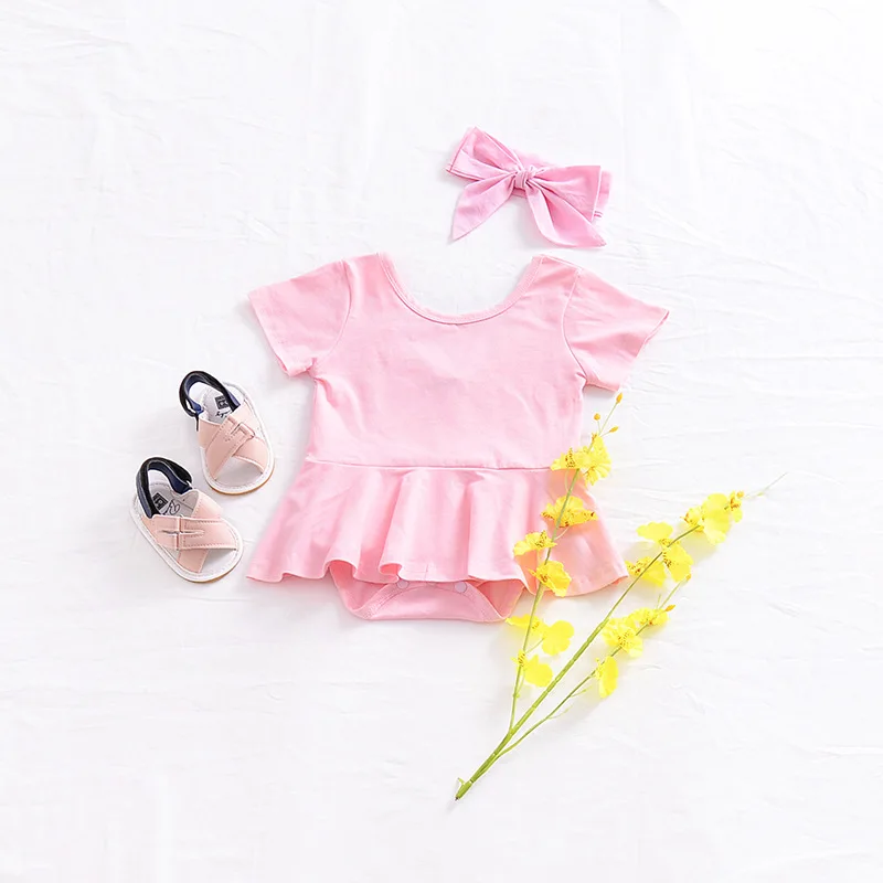 
Best Seller in USA 2018 New Model Plain Color One Piece Body Suit Dress 100% Organic Cotton Infant Baby Girl Clothes Romper 