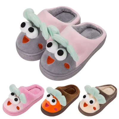Зимние новые милые Мультяшные теплые детские хлопковые тапочки для дома