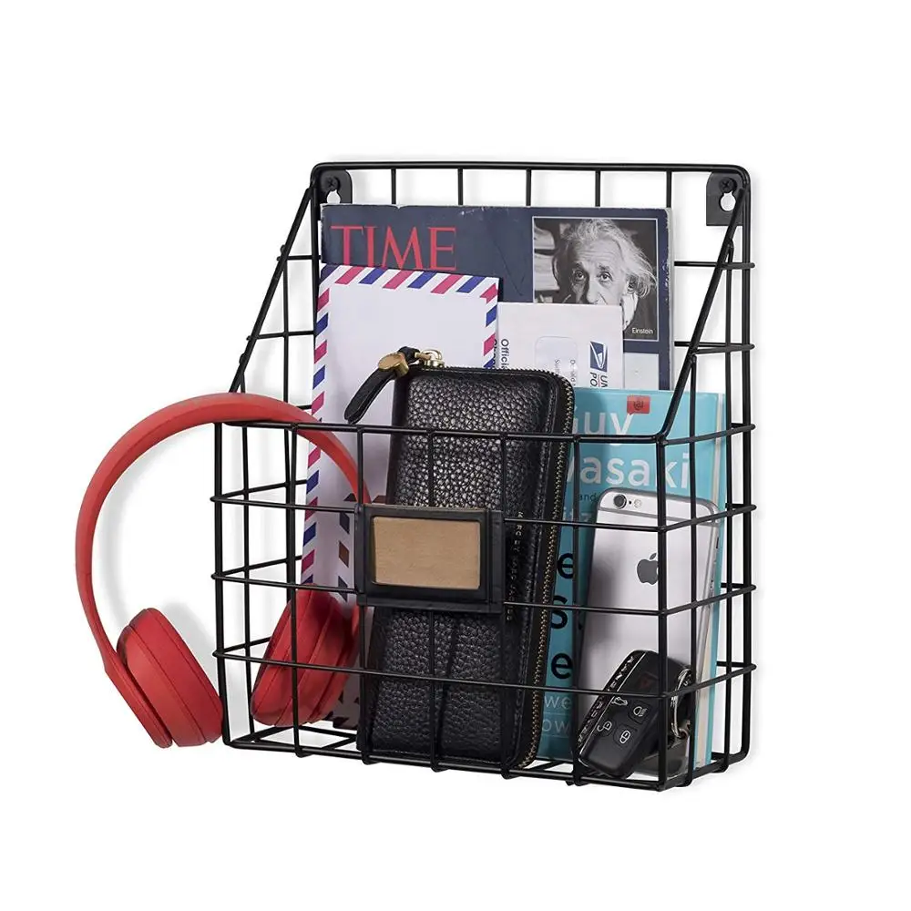 Держатель для файлов-металлическая сетчатая проволочная кухонная полка-подвесная Папка-органайзер для документов-офисное хранение (черный)