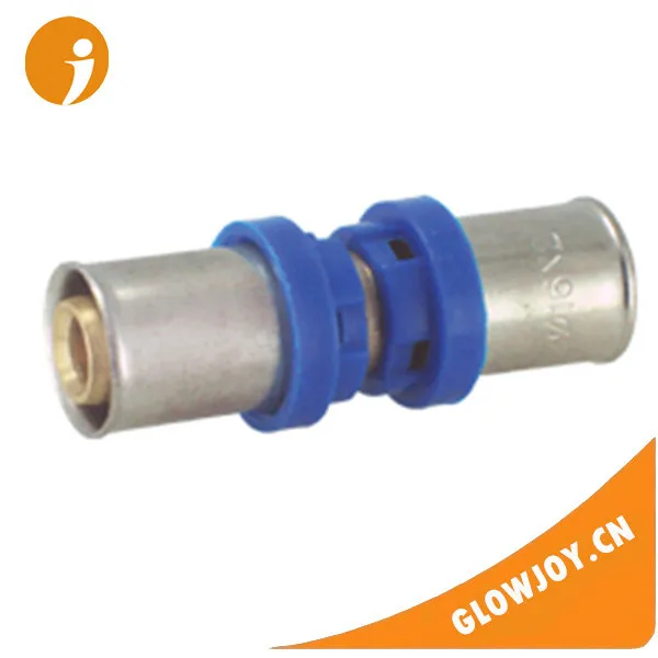 GLOWJOY FT1301N Никелированный прессовый фитинг двойной прямой без резьбы для соединения металлопластиковых труб