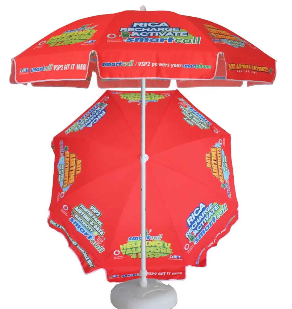 2019 All size custom print parasol red yellow green blue beach umbrella