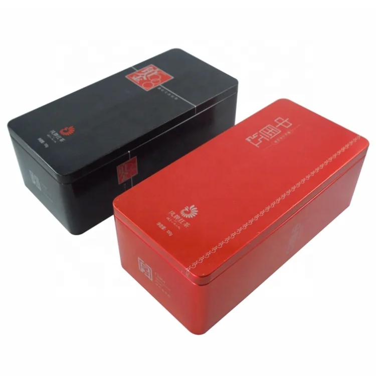 Прямоугольная чайная жестяная коробка с двойной крышкой, поставка с завода Dongguan