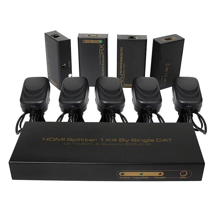4 Port hdmi extender HDMI Splitter with rj45 output over Single Cat5e/6/7 1080P