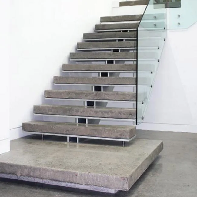 
Modern design straight stair with wood tread/mono beam staircase/central steel spindle stairs 