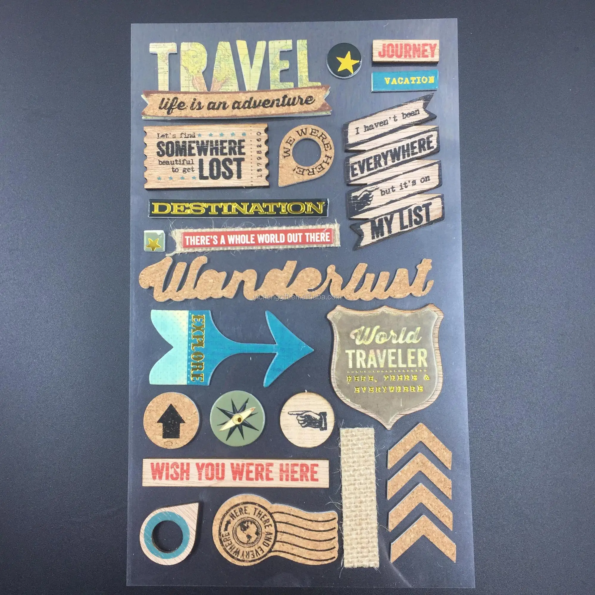 Custom Design Printing Wood Cork Sticker travel sticker