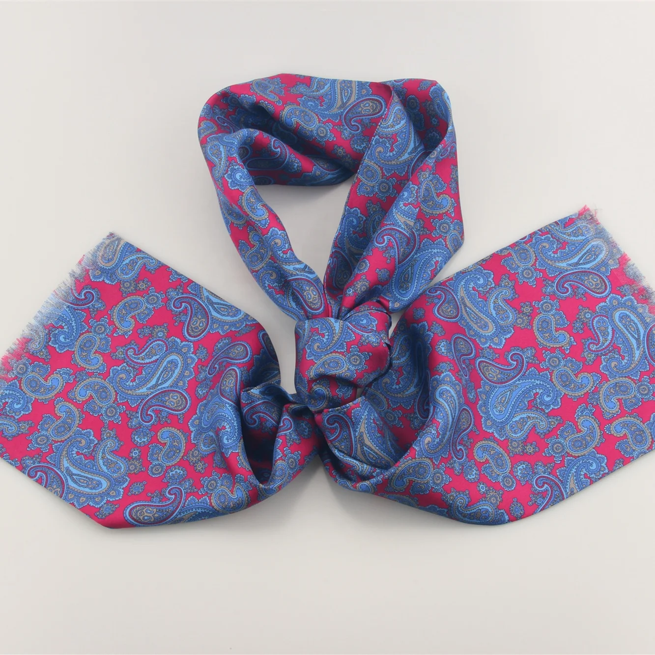 Man Fashion Purple Paisley Floral 100% Pure Silk Woven Scarf Screen Printing