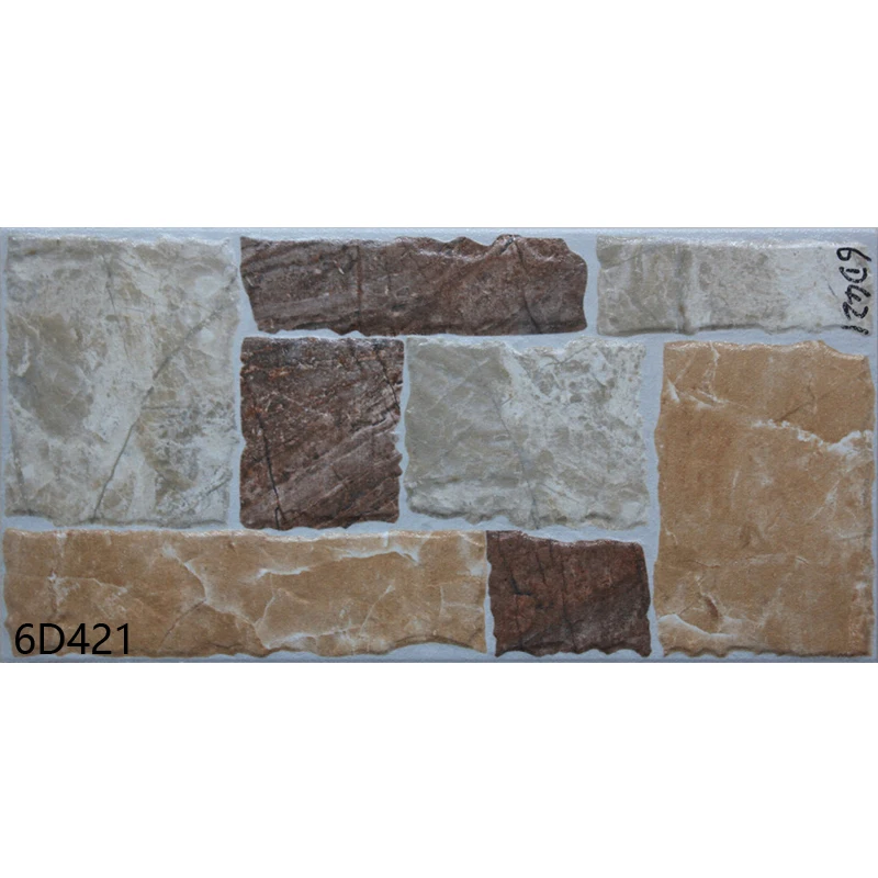 Colorful stone design porcelain rustic rock wall tiles 200x400mm