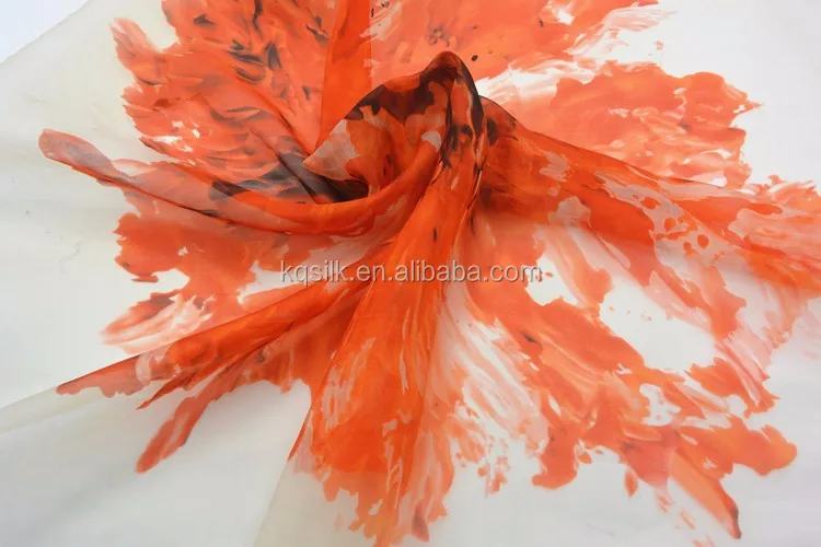 
nature romantic transparent big floral daisy print pure silk organza 