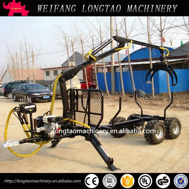 TUV CE approved self powered gasoline engine logging trailer crane for Tractor