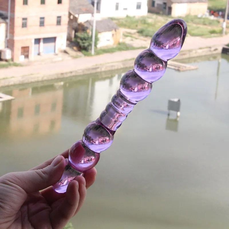 
Women Masturbation Sex Toy Purple Large Pyrex Glass Dildo 