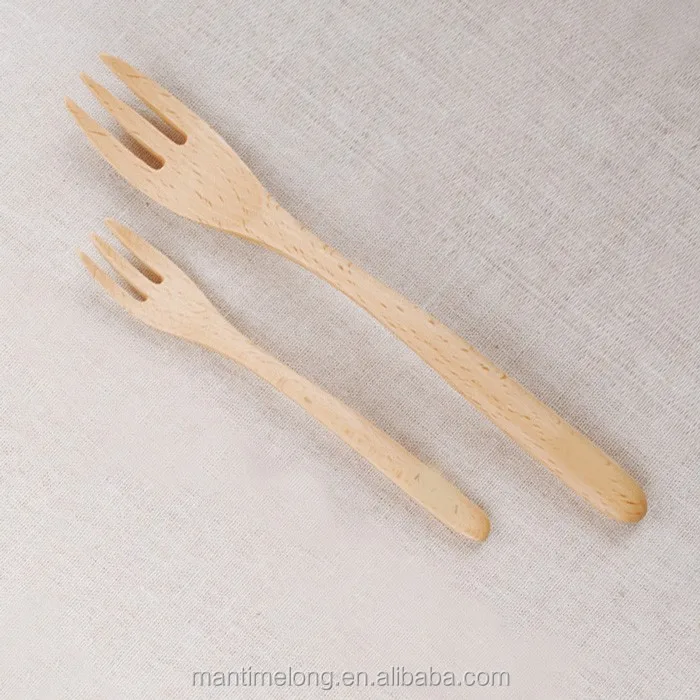 Wood Forks Natural wood cutlery Three teeth hairpin Spork Wooden Dessert Bread Cake Fork Fruit Fork
