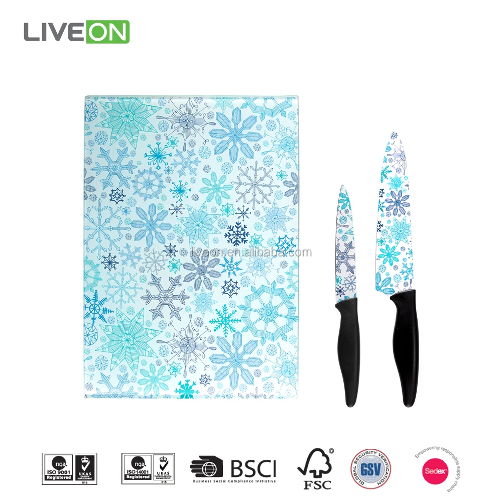 Стеклянная Разделочная Доска Набор С 2 шт. набор Ножей