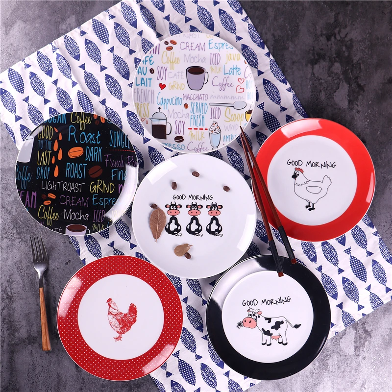 Поставка 6/7/8/9/10/11 дюймов набор керамических тарелок для ужина тарелки вечеринок ресторанов животных
