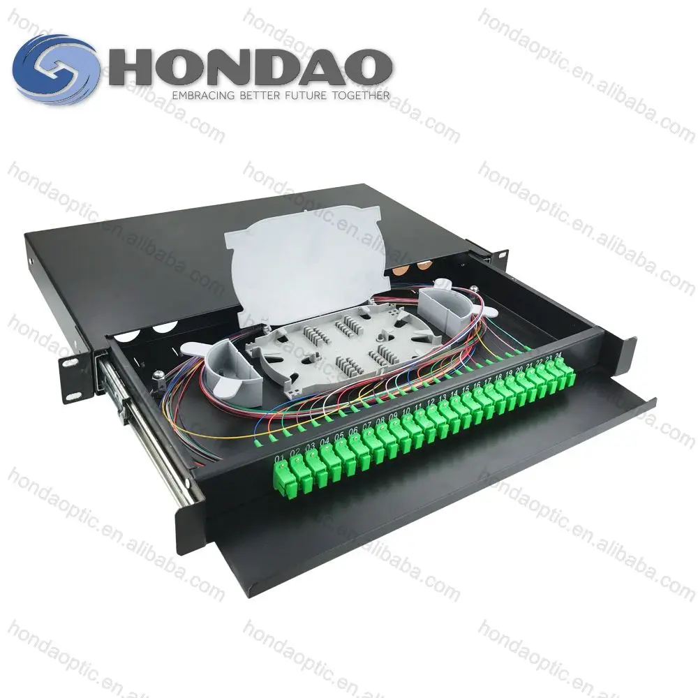 Hondao fiber optic indoor ODF/OCDF Wallmount 24 Core Patch Panel PLC Splitter waterproof